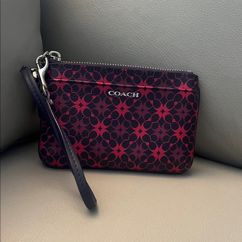 Coach Signature Red and Black Wristlet